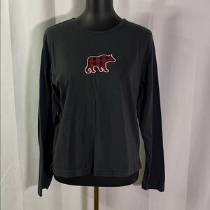 Woolrich Black Buffalo Check Bear Long Sleeve Crewneck Cotton Shirt